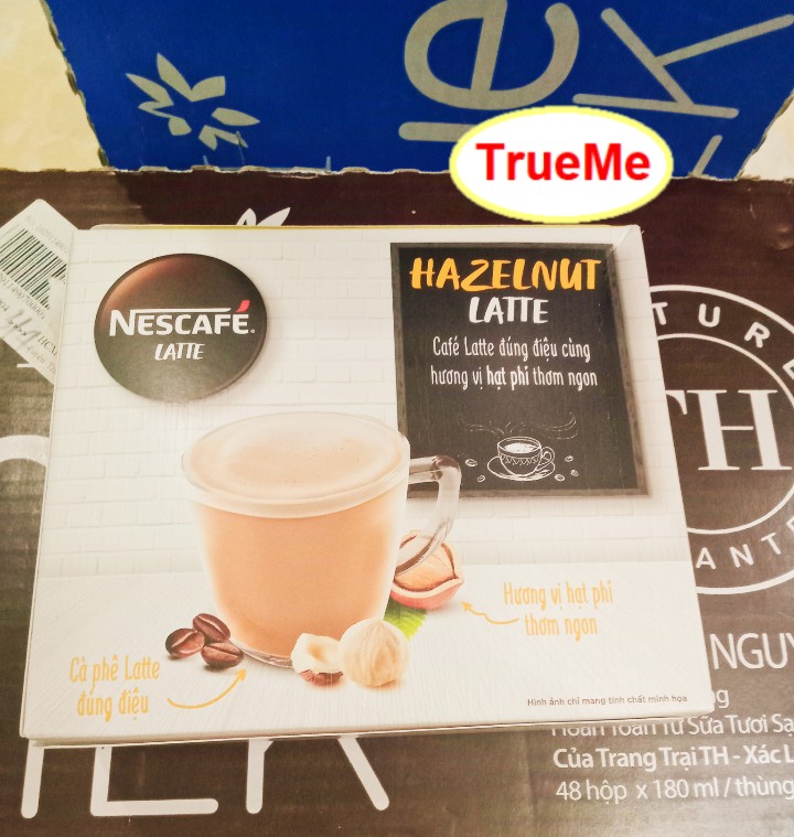 Hộp 10gói x 24g Nescafe Latte sữa vị Hạt Phỉ - Ca phe rang xay hoa tan