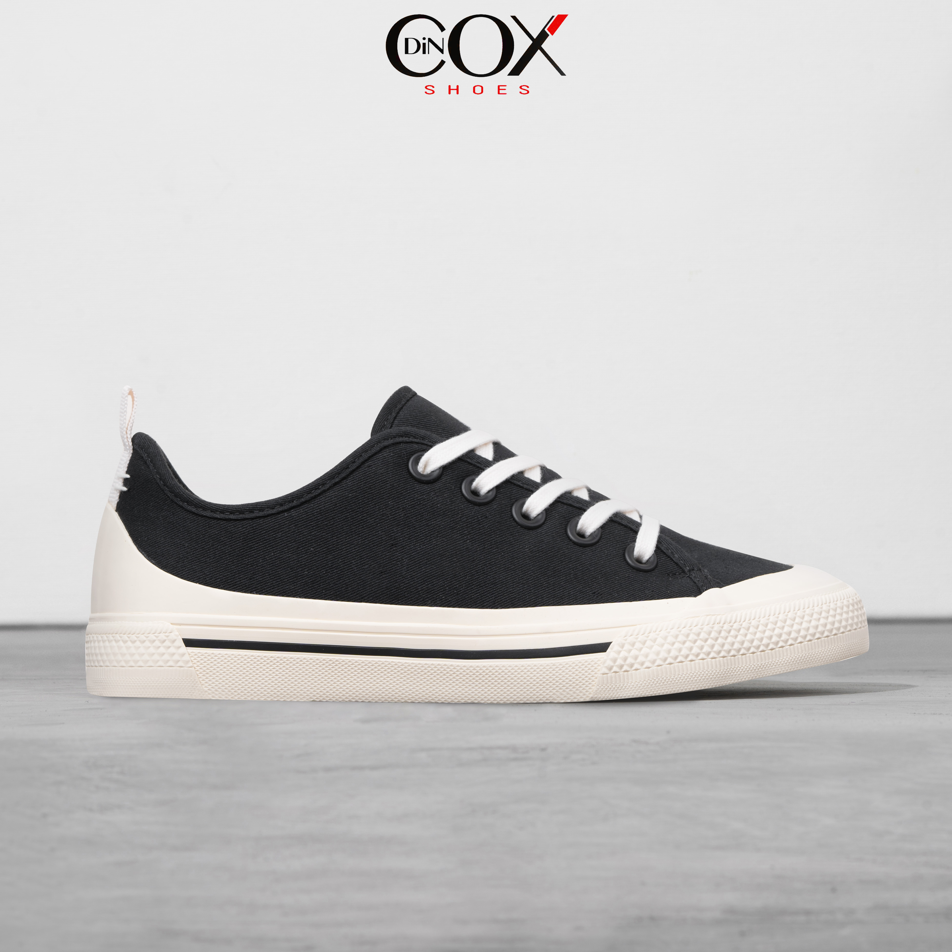 Giày sneaker unisex dincox vải canvas c20 black