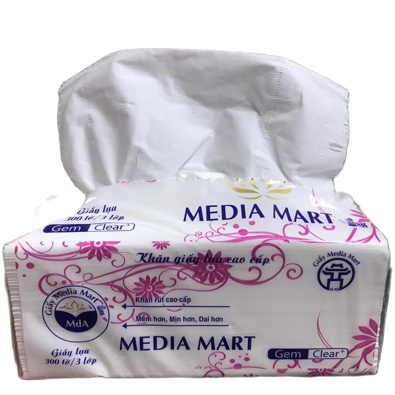 Khăn giấy rút 3 lớp media mart 300 tờ 250g/gói