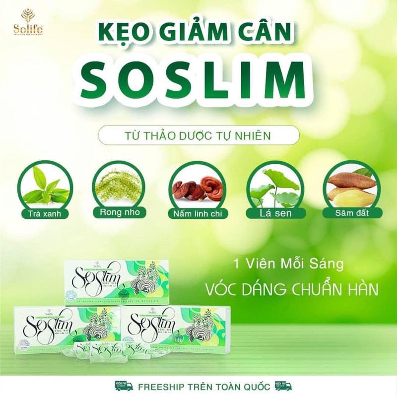 Kẹo giảm cân soslim chính hãng merry store rong nho nấm linh chi giảm cân hiệu quả an toàn, đánh bay mỡ toàn thân
