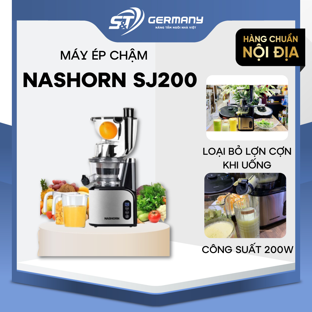 Máy Ép Chậm Nashorn SJ200 Nội Địa Đức Máy Ép Rau Củ Máy Ép Hoa Quả Siêu Nhanh GST Electronic 380046