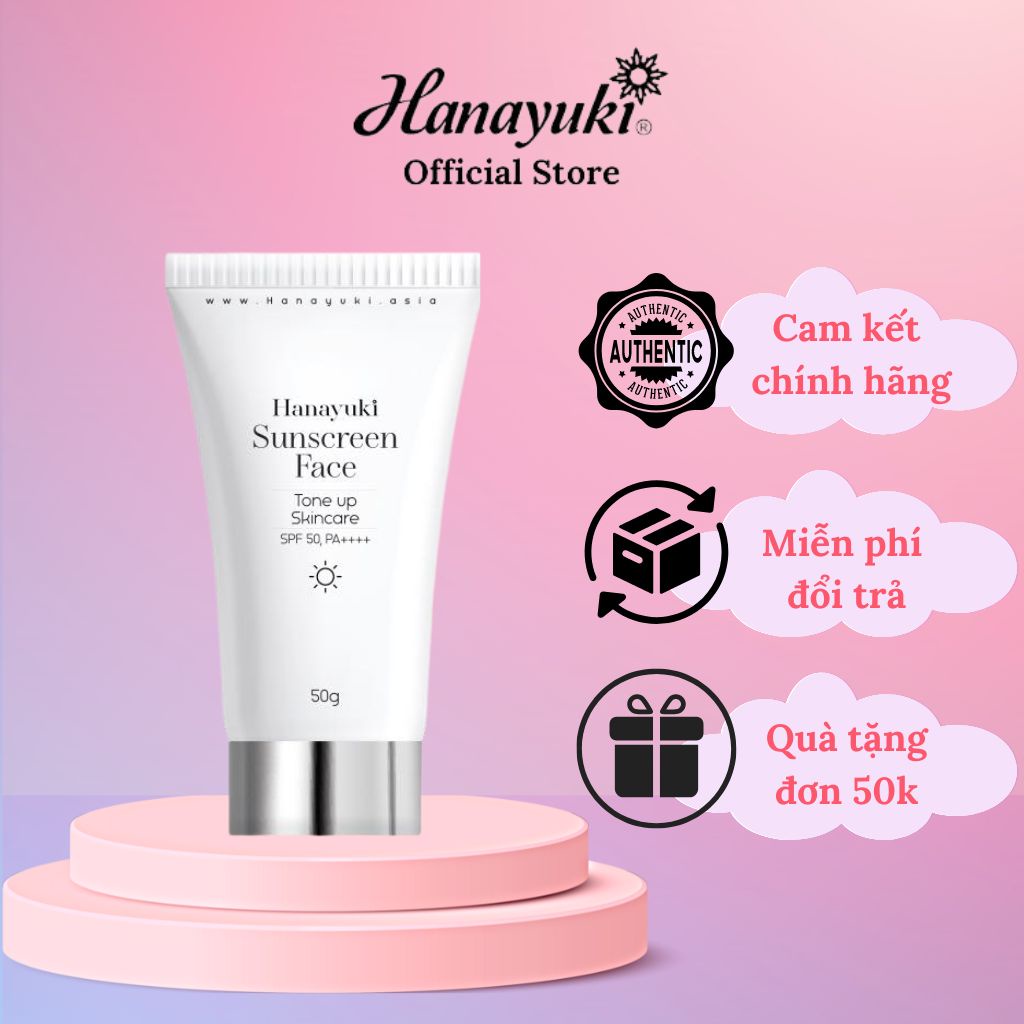 Kem chống nắng hanayuki sunscreen face nâng tông dưỡng trắng spf 50+/pa++++, kem chống nắng hanayuki chính hãng 50g , chống nắng hanayuki chính hãng