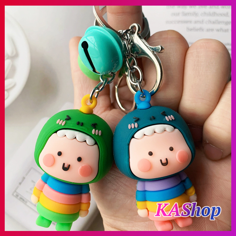 Móc khóa baby doll má hồng mũm mĩm kèm chuông đáng yêu - KAShop