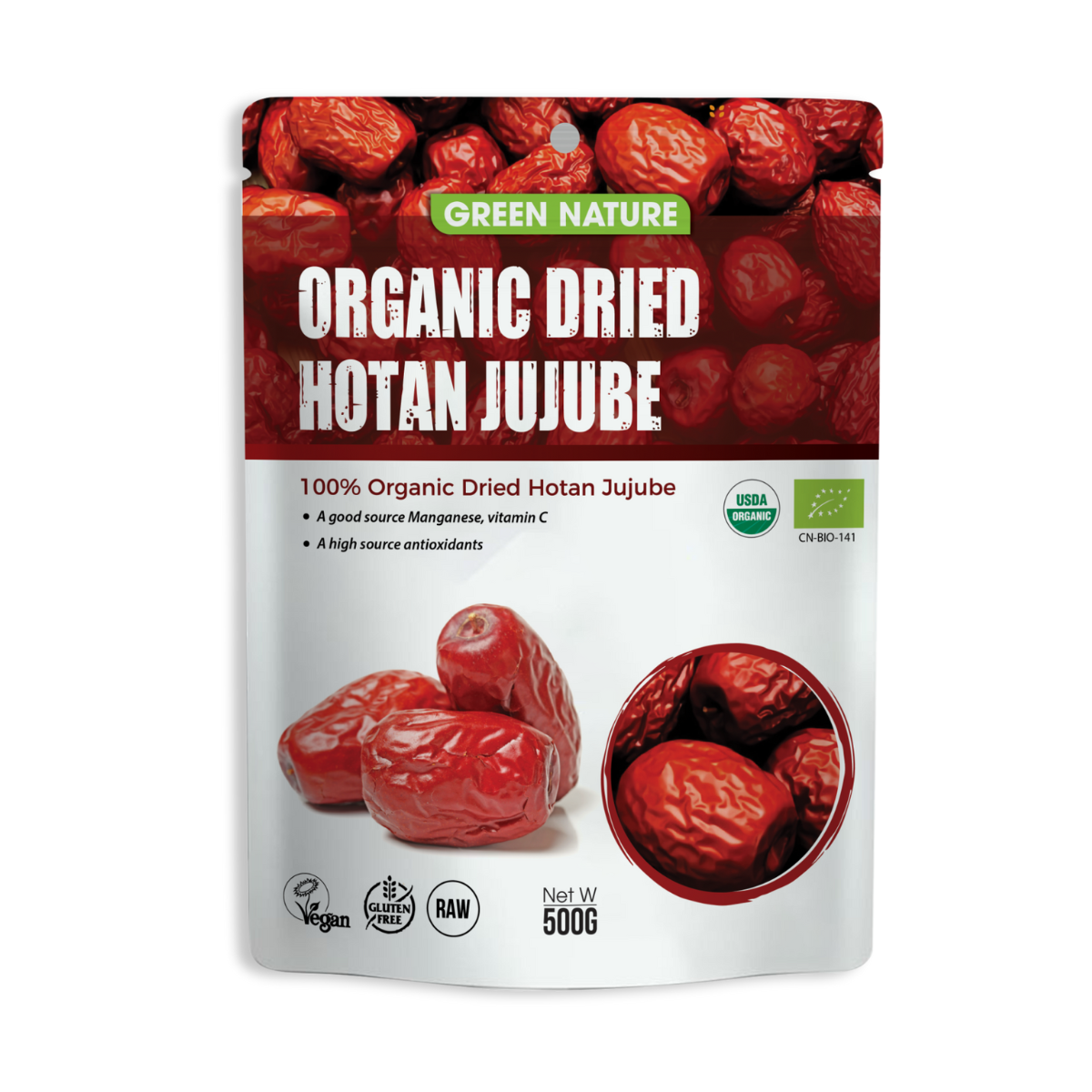 Táo đỏ Hòa Điền hữu cơ Green Nature/ Organic Life Organic Hotan Jujube fruit 500g