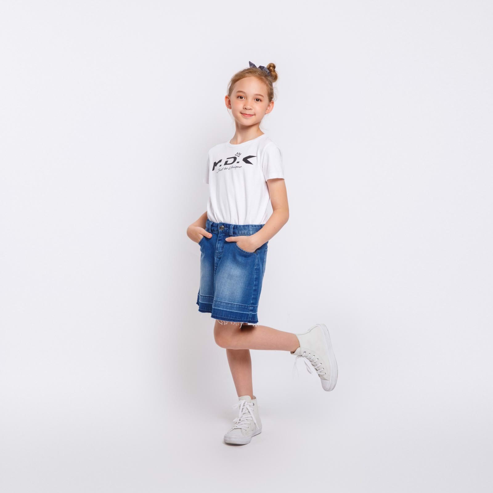 Chân váy denim bé gái M.D.K Pull-on denim release hem