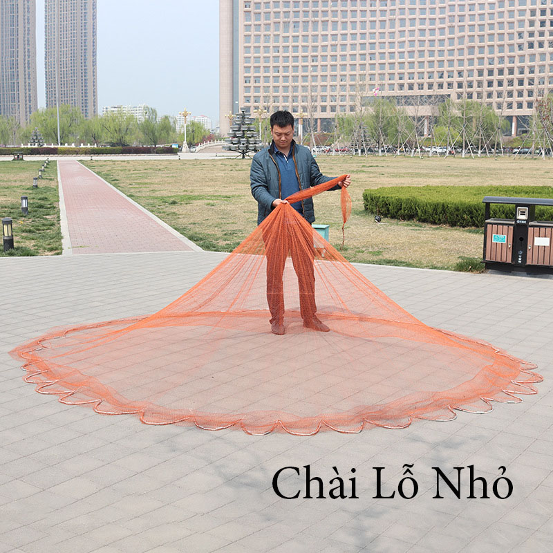 Chài bắt cá - chài lỗ nhỏ dù nâu chân chì đúc bắt cá cao 3m2 chài sợi dù siêu bền C2
