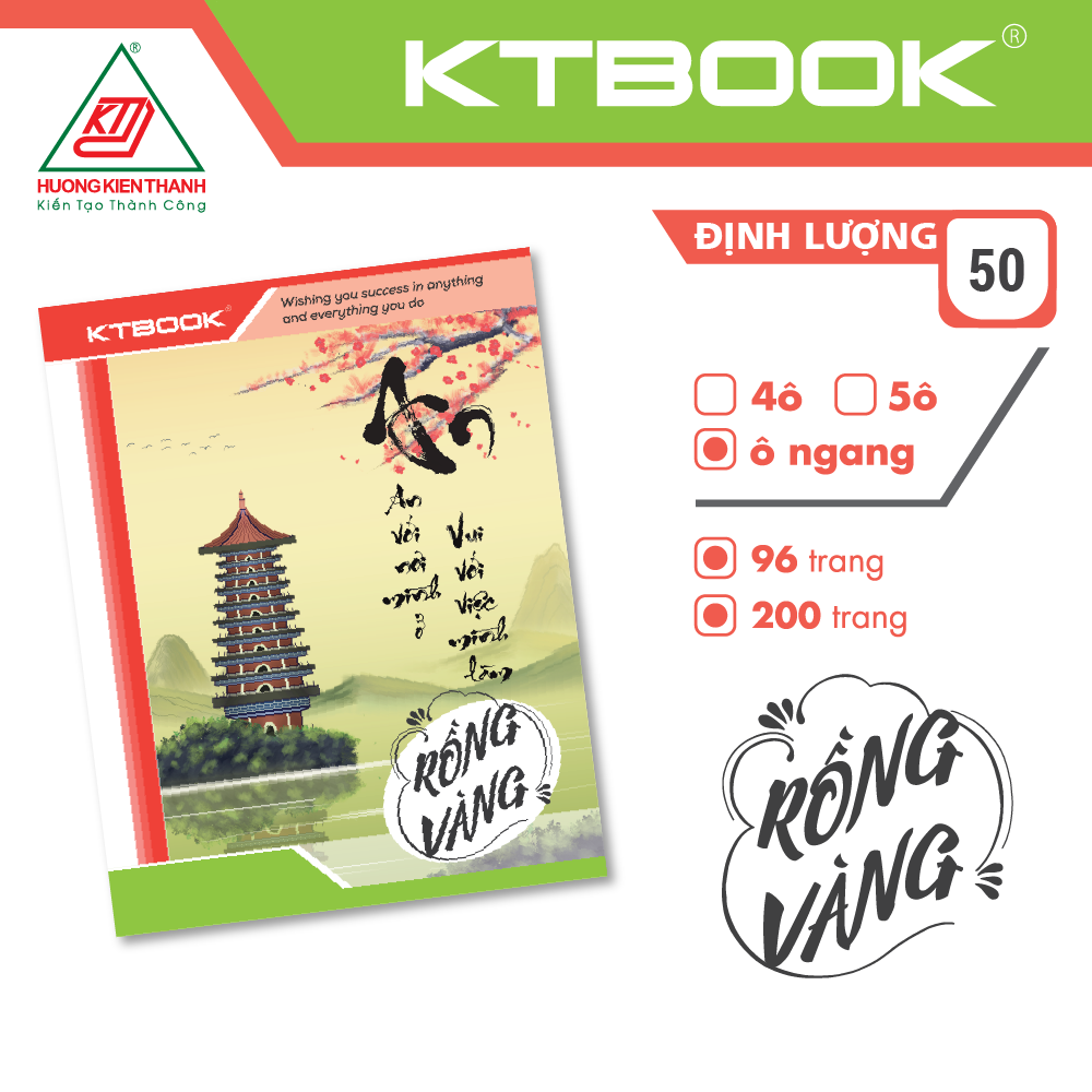 Gói 20 cuốn Tập Học Sinh Giá Rẻ Rồng Vàng giấy trắng ĐL 50 gsm - 96 trang (20 cuốn/ lốc)