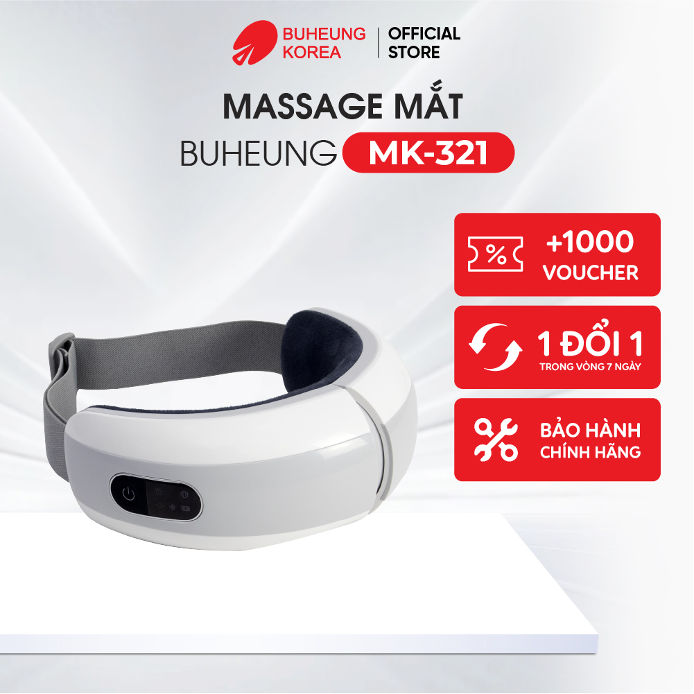 Máy massage mắt thông minh Buheung MK-321, gấp gọn tiện lợi, 3 chế độ massage, bảo hành chính hãng 12 tháng
