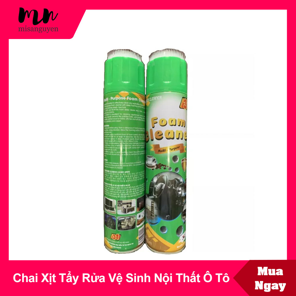 [HCM]Xịt Tẩy Rửa Vệ Sinh Nội Thất Ô Tô , ghế da gia đình FOAM CLEANER 3T có bọt 650ml