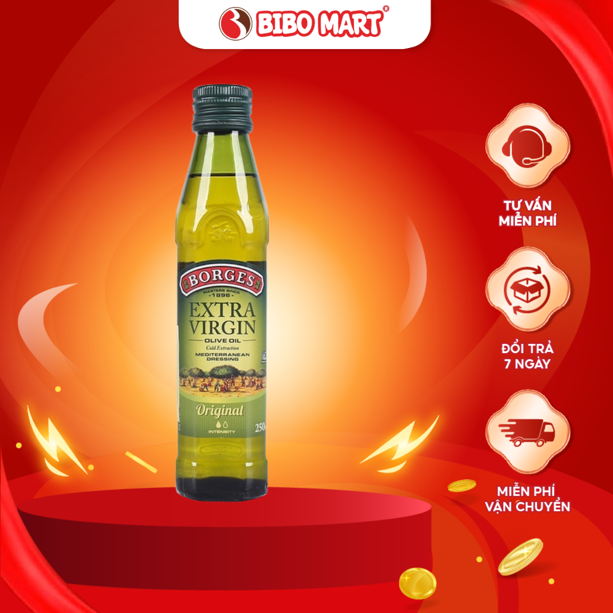 Dầu Ô Liu Borges Extra Virgin Siêu Nguyên Chất Chai 250ml
