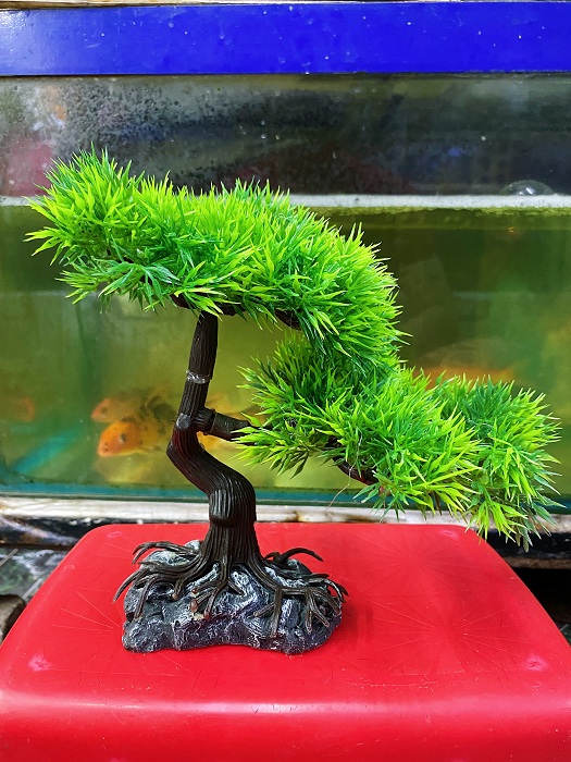 "hoàn tiền đến 10%" cây bonsai giả trang trí hồ cá non bộ 19x12x21cm