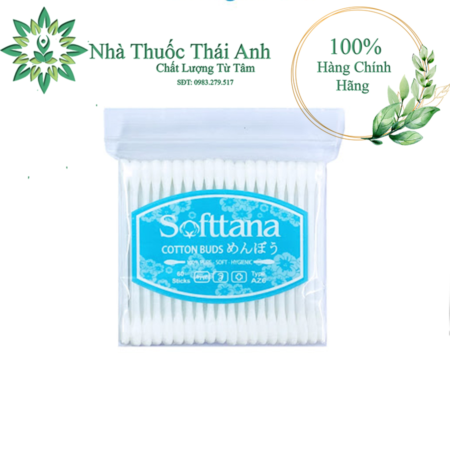 Tăm bông softtana trẻ em 80 que combo 5 túi