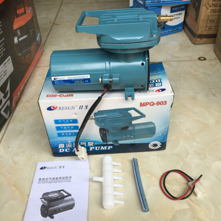 combo MÁY SỤC SỦI THỔI KHÍ OXY - RESUN MPQ - 903 - SỬ DỤNG BÌNH ẮC QUY NGUỒN ĐIỆN 12V + 6 quả sủi + 12m dây CHO HỒ BỂ CẢ CẢNH - TÔM - CÁ | máy tạo khí oxi bể cá 12v-35w | máy sục oxi bể cá 35w | máy thổi sủi khí oxy bể cá