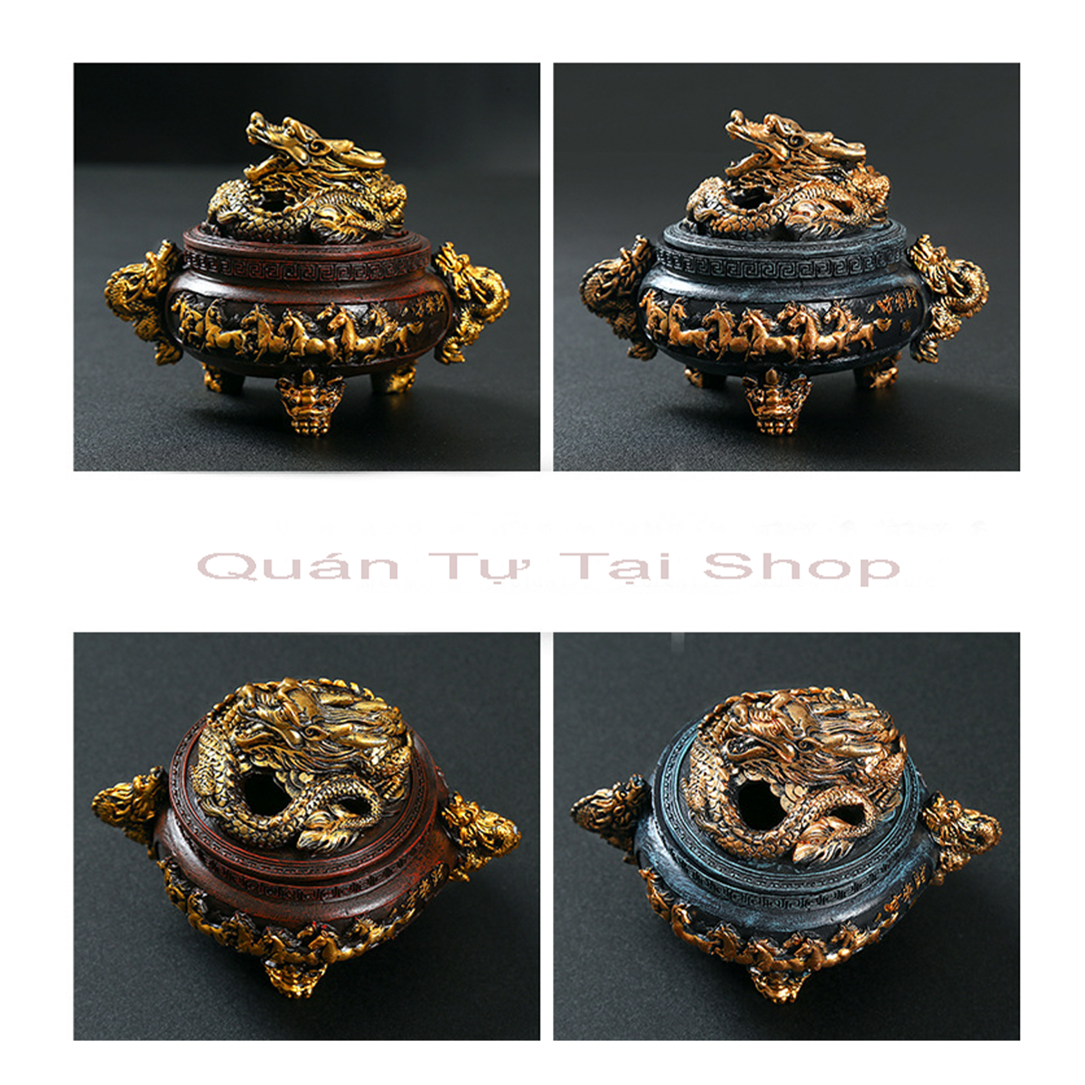 Lư hương xông trầm họa tiết rồng chầu ngự đỉnh, Mã đáo thành công