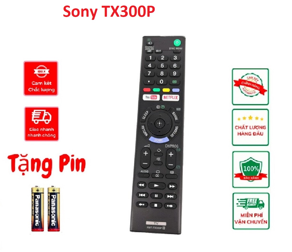 Điều khiển tivi Sony TX300P 4k Smart internet dùng cho các dòng tv sony từ 32 inch đến 55 inch