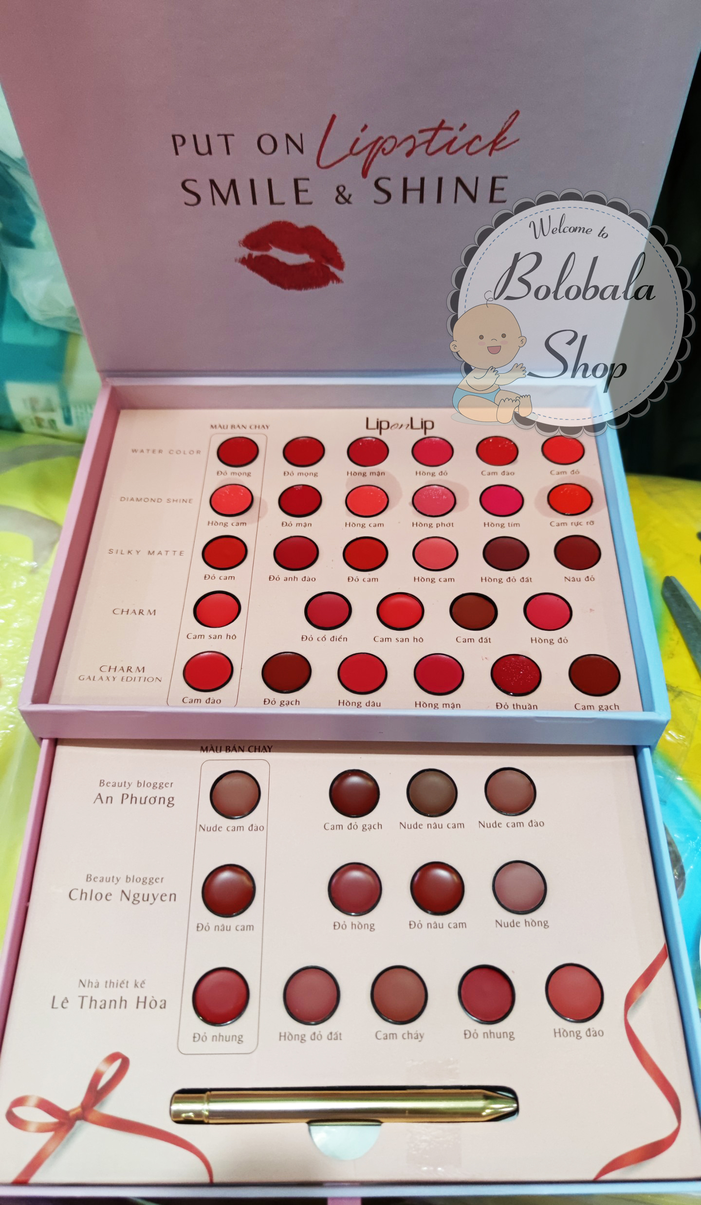 [HCM][TẶNG GIÁ ĐỠ ĐT] Bảng Son Miracle Apo Và Lip On Lip phiên bản mới 2 tầng 42 màu