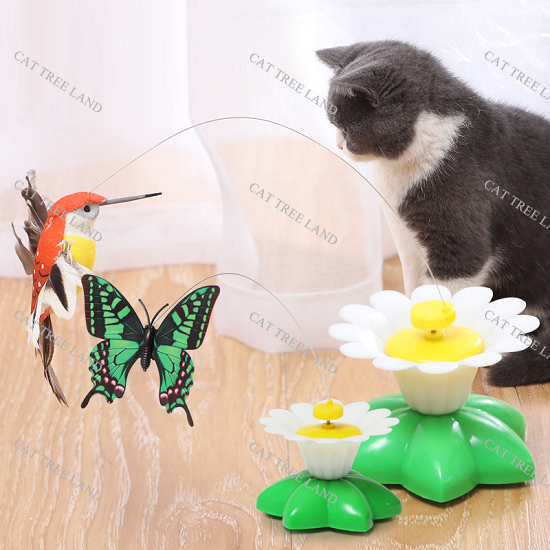 Cần câu mèo quay tự động chạy bằng pin, đồ chơi điện tử cho chó mèo