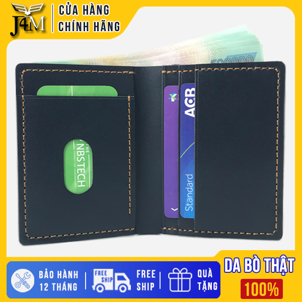 Ví nam da thật kiểu đứng J4M cao cấp siêu chất, da bò thật, sản phẩm cho nam và nữ đựng tiền và giấy tờ