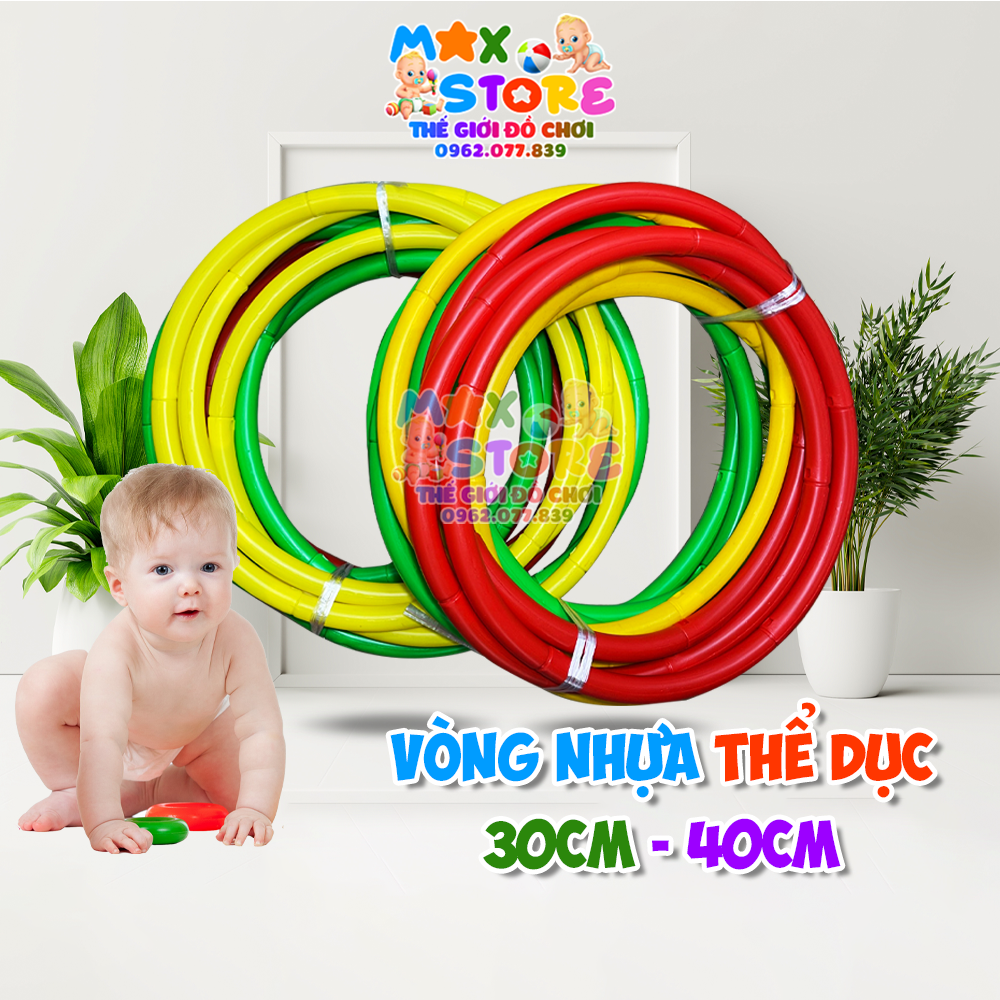 Set 5c vòng thể dục nhựa đường kính 30cm -40cm dành cho bé mầm non