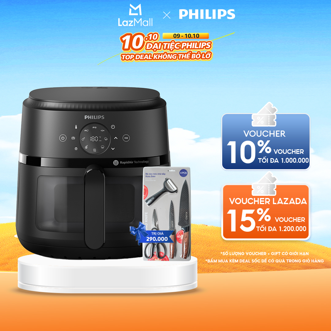 Nồi Chiên Không Dầu cảm ứng Philips NA230/00 - 13trong1 |6.2L|RapidAir Chín đều không lật trở- BH 2 năm - Hàng Phân Phối Chính Hãng