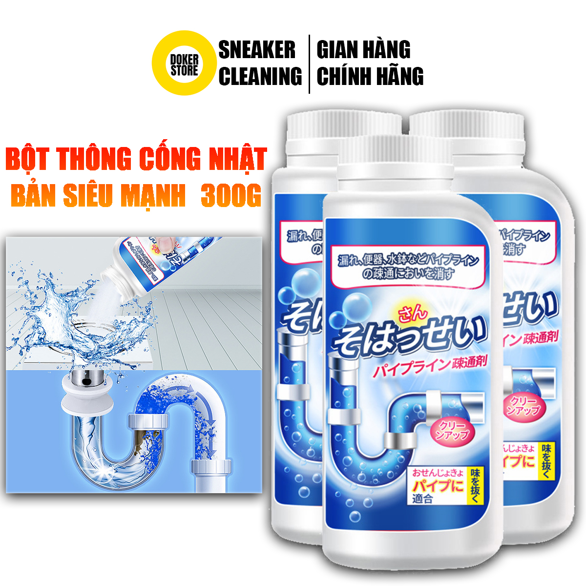 Bột thông tắc cống NHẬT BẢN 300g siêu mạnh dùng cho bồn cầu, bồn rửa mặt, bồn rửa bát,..