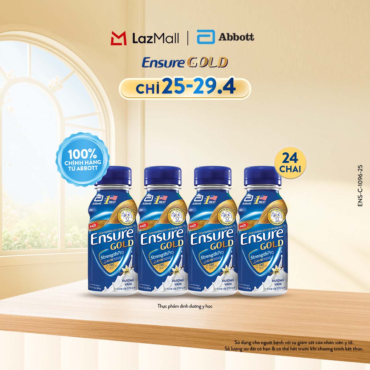 [CHỈ 25-29.04 GIÁ TỐT MUA NGAY-SLCH] Thùng 24 chai Ensure Gold 237ml [bao bì thay đổi theo từng đợt nhập hàng]