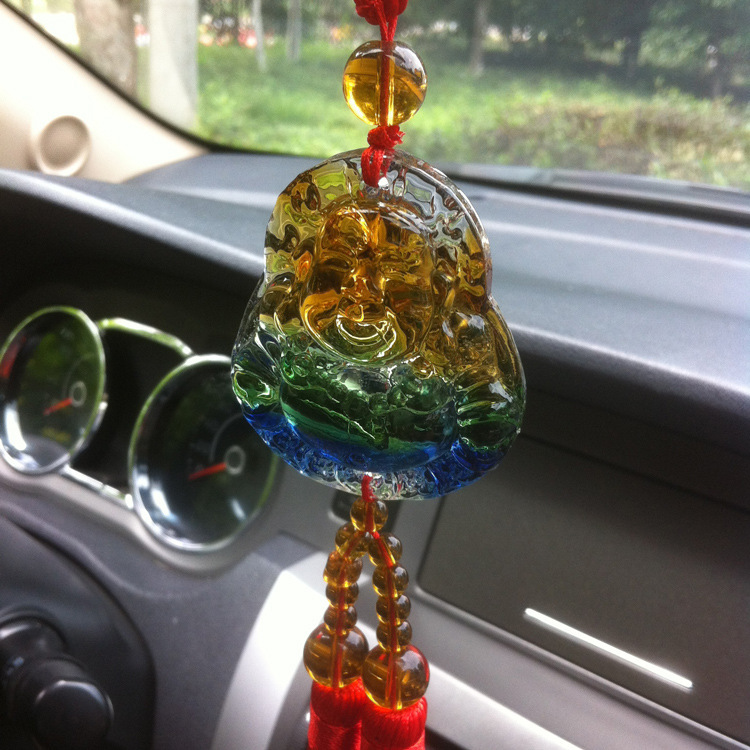 [HCM]Dây treo kính chiếu hậu xe ô tô xe hơi Pha Lê Hình Phật Nút Thắt Cát Tường Kèm hộp gấm lót Nhung nỉ