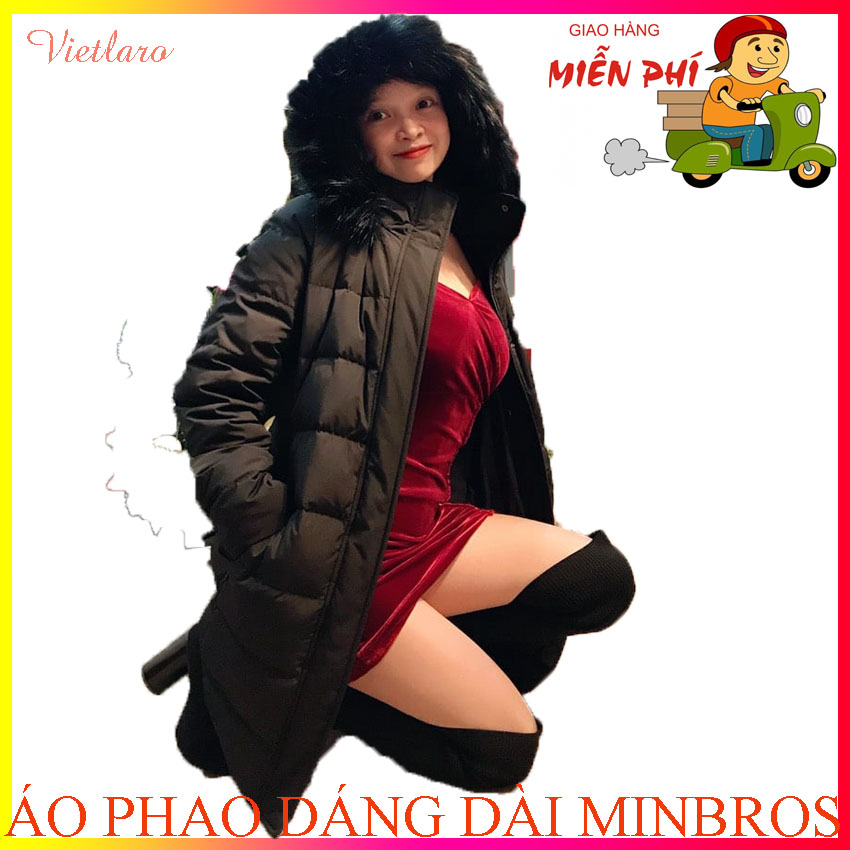 ÁO PHAO NỮ DÁNG DÀI LÔNG VŨ MINBROS , áo siêu ấm, siêu đẹp, siêu bền, Vietlaro