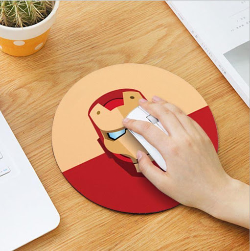 Miếng lót chuột dễ thương hình tròn 20cm - hình iron man . Bàn di chuột tròn siêu cute nhiều mẫu mã