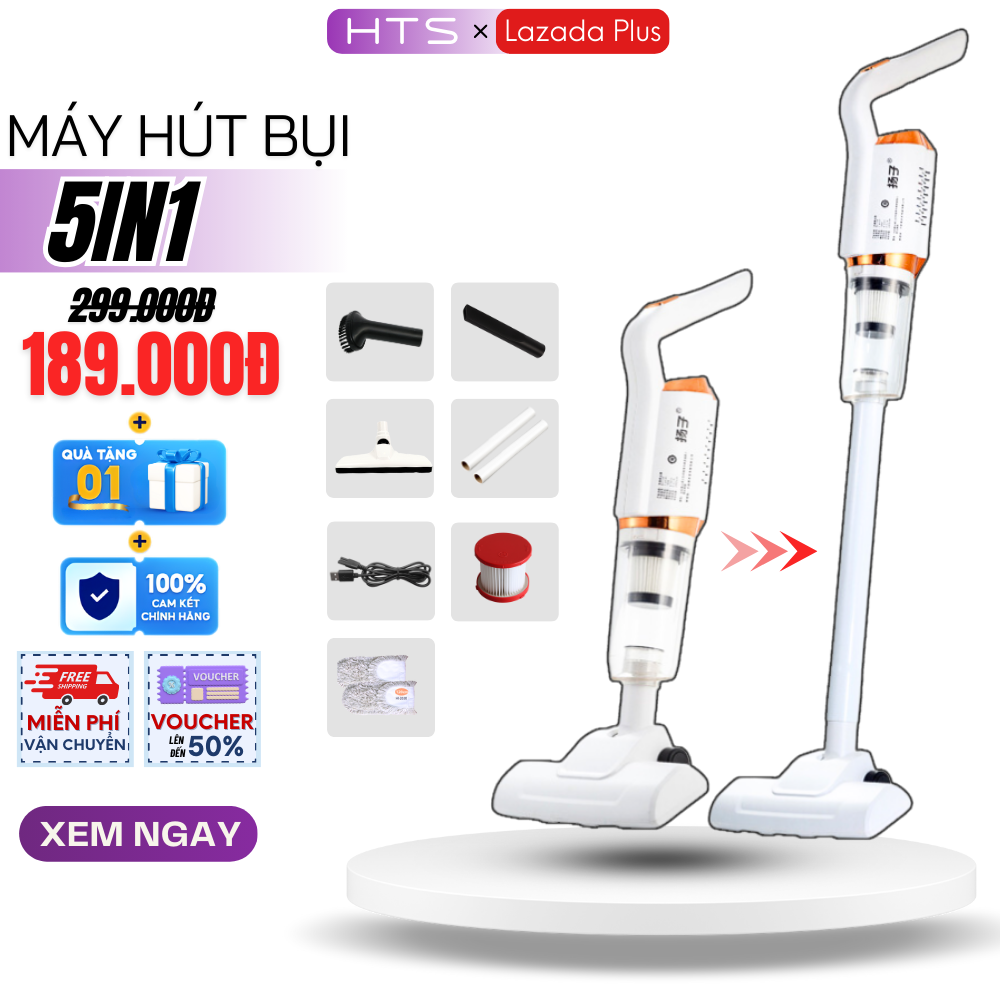 Máy Hút Bụi Cầm Tay Không Dây Đa Năng 5IN1, Hút Bụi Giường, Nệm, Sofa, Ô Tô, Hút Mọi Vị Trí Sạch Sẽ Trong Nhà Của Bạn