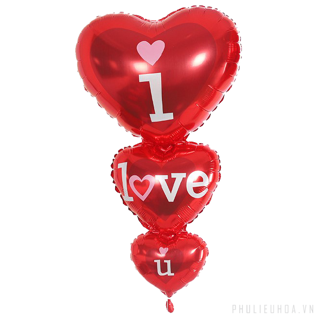 Bong bóng nhôm chuỗi trái tim I Love You