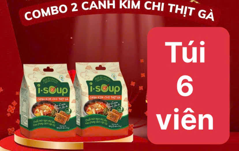 Combo 2 Túi Canh Kim Chi Thịt Gà ISOUP ngon chuẩn vị