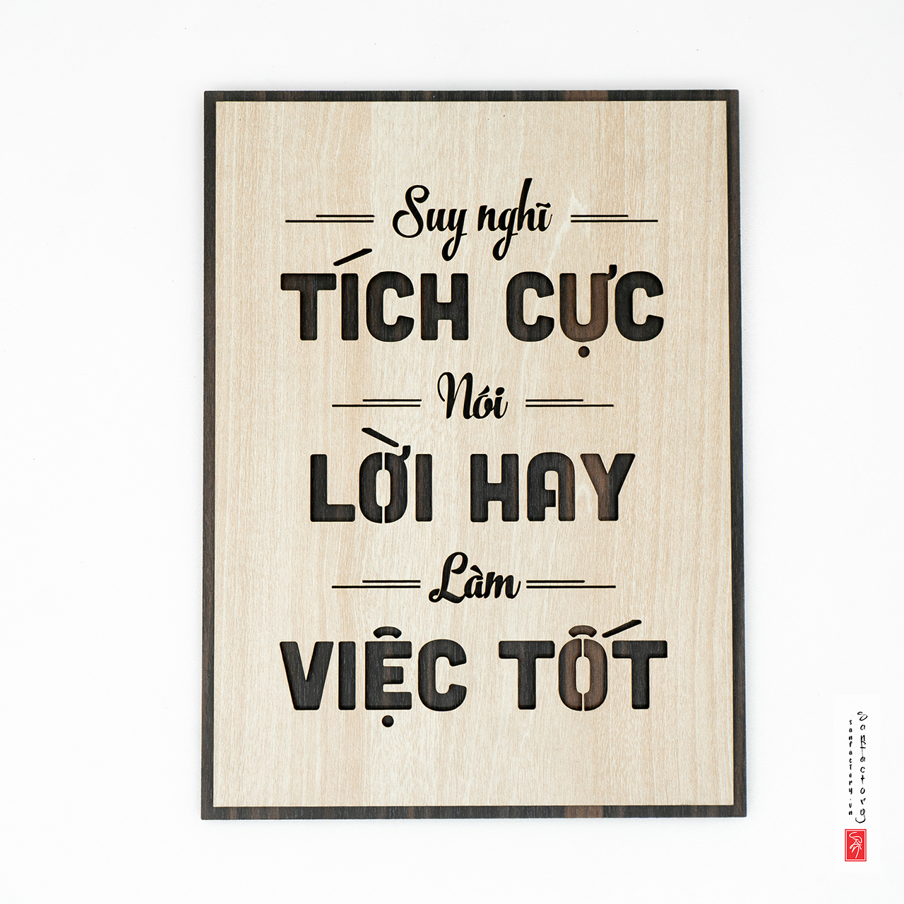Tranh chữ slogan “suy nghĩ tích cực, nói lời hay, làm việc tốt” - san-tr08