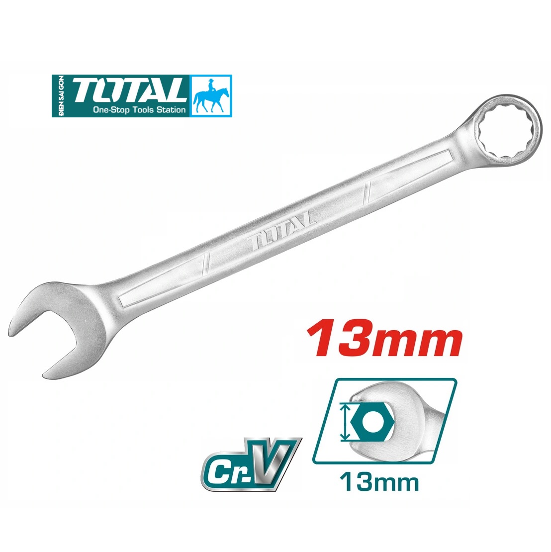 Total khóa 13 cờ lê vòng miệng 13mm dài 170mm crv din tcspa131