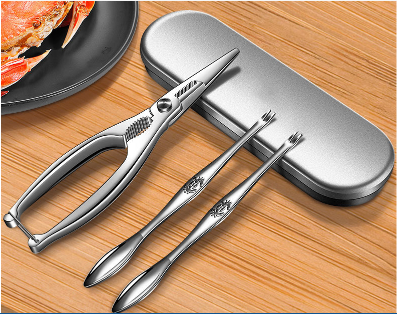 Kẹp nĩa ăn cua inox 304 toàn bộ bền siêu cứng cáp, đa năng cao cấp Đài Loan