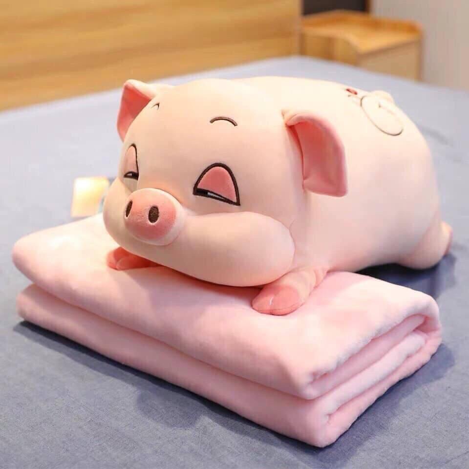 GỐI KÈM CHĂN HÌNH HEO CUTE