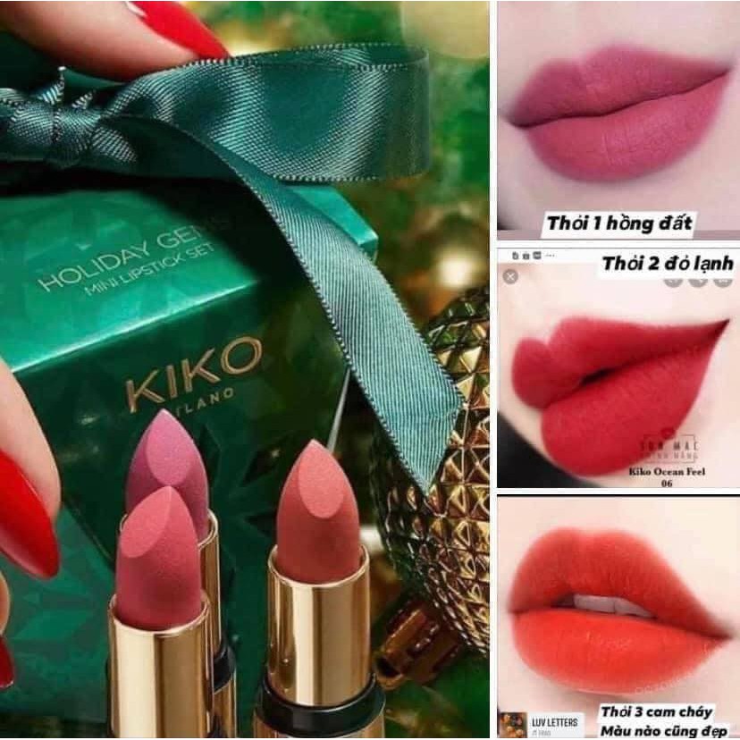 Set 3 Son Kiko Đang Sale Mứng Giáng Sinh Siêu Đẹp.Vabi hàng xách tay Đức