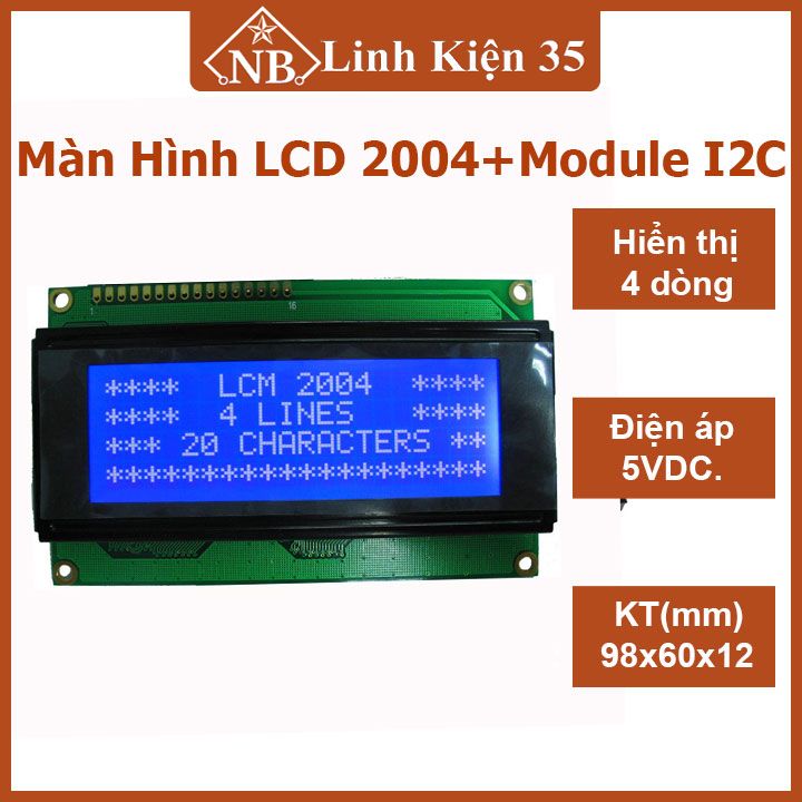 Màn hình lcd 2004 + module i2c xanh dương