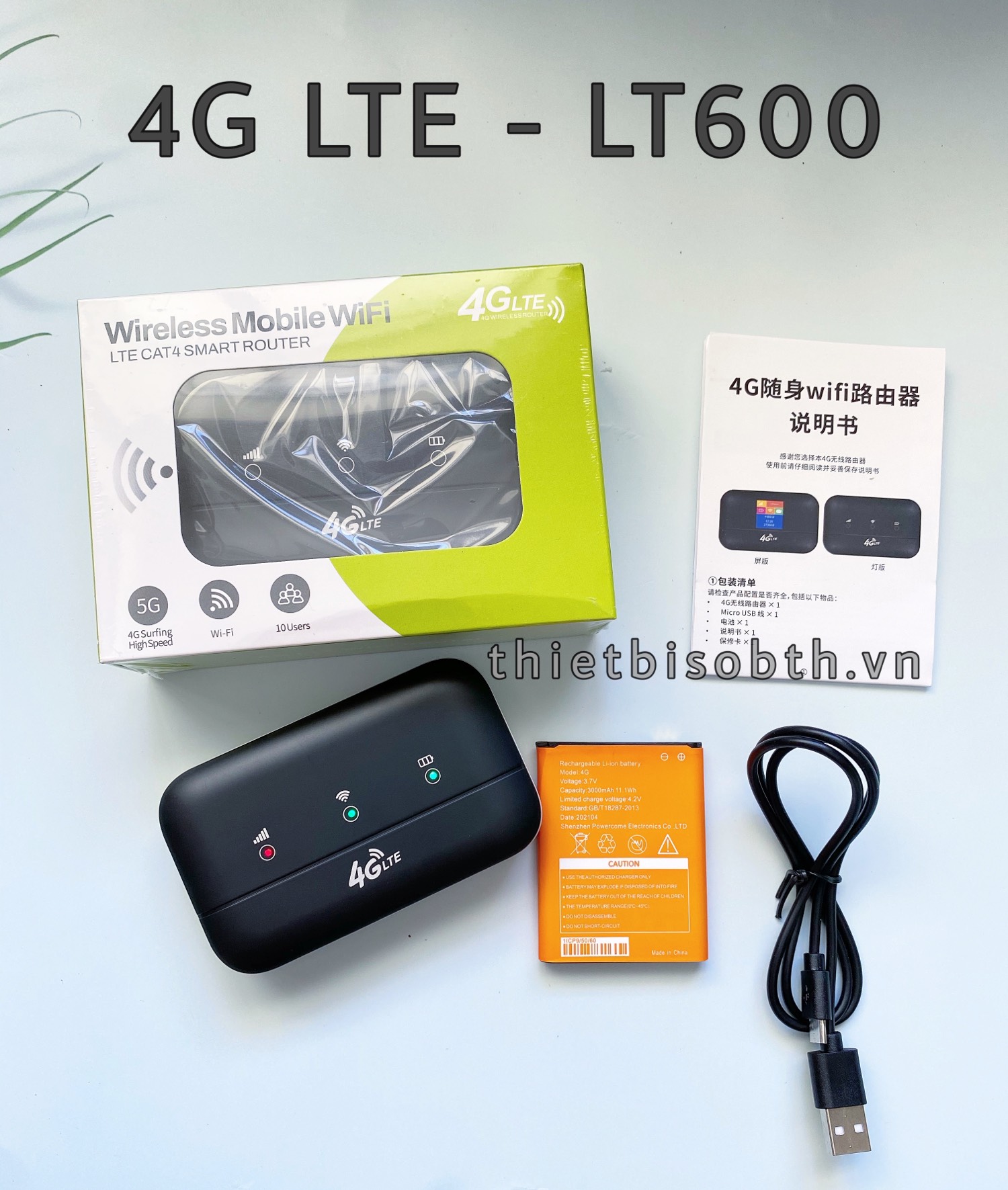 Bộ phát wifi từ sim 4g lt600 tốc độ 150mbps, pin khủng 3000mah
