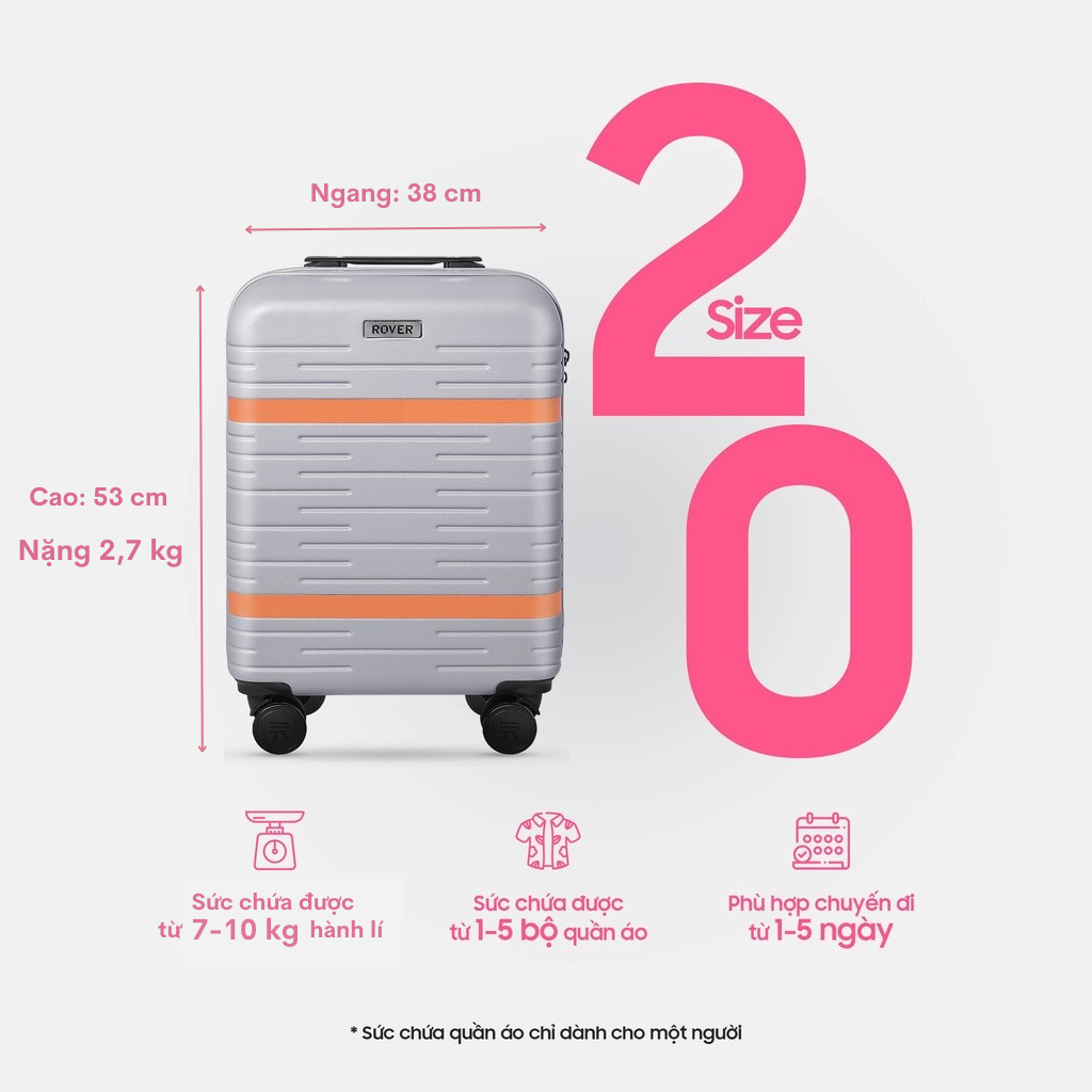Vali kéo du lịch rover ada - size xách tay