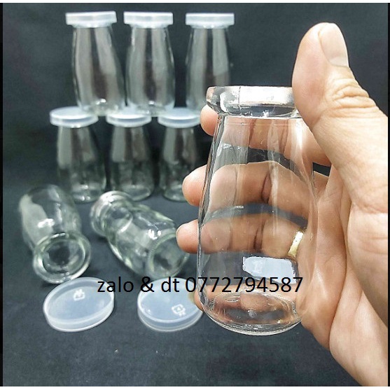 combo 10 lọ đựng sữa chua thủy tinh 100ml mẫu Trụ Tròn Cao - nắp nhựa – hũ yaourt siêu trong, chuyên dùng đựng thực phẩm