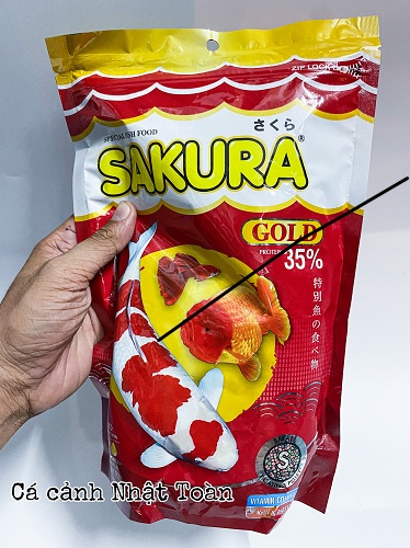 "hoàn tiền đến 10%" thức ăn cá cảnh sakura gold 35% protein túi 500g size s