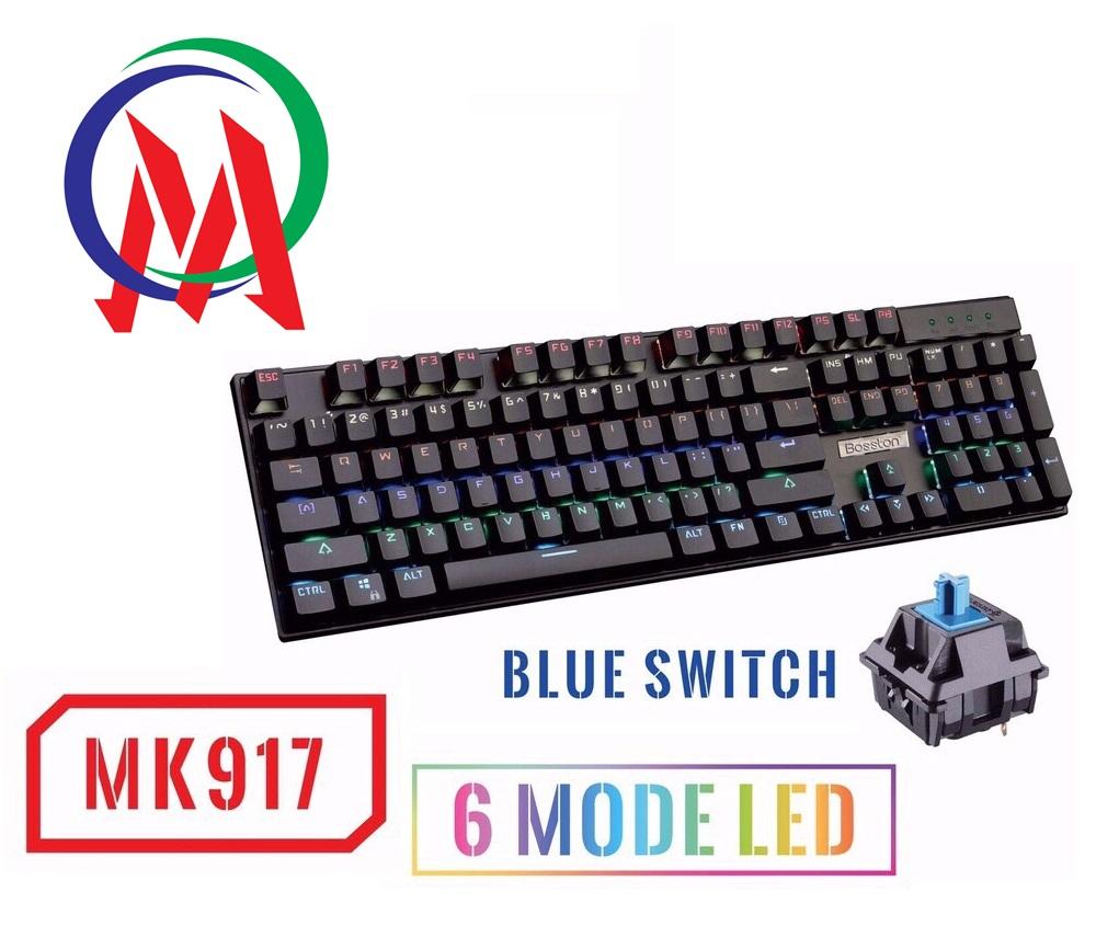 Bàn phím cơ bosston mk917 blue switch led