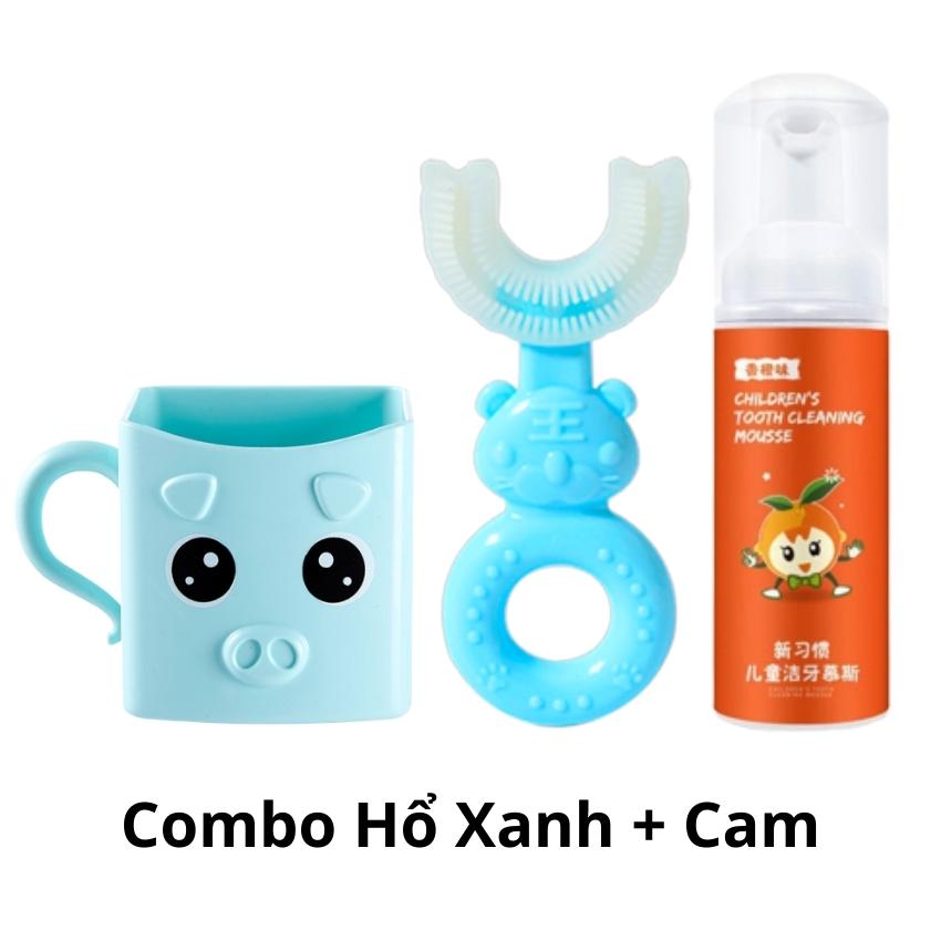 Bàn Chải Đánh Răng Chữ U Cho Bé Từ 2-6 Tuổi, Cốc Hình Thú Ngộ Nghĩnh, Bọt Đánh Răng Hương Trái Cây Đánh Sạch Răng Mọi Góc Độ - DG61