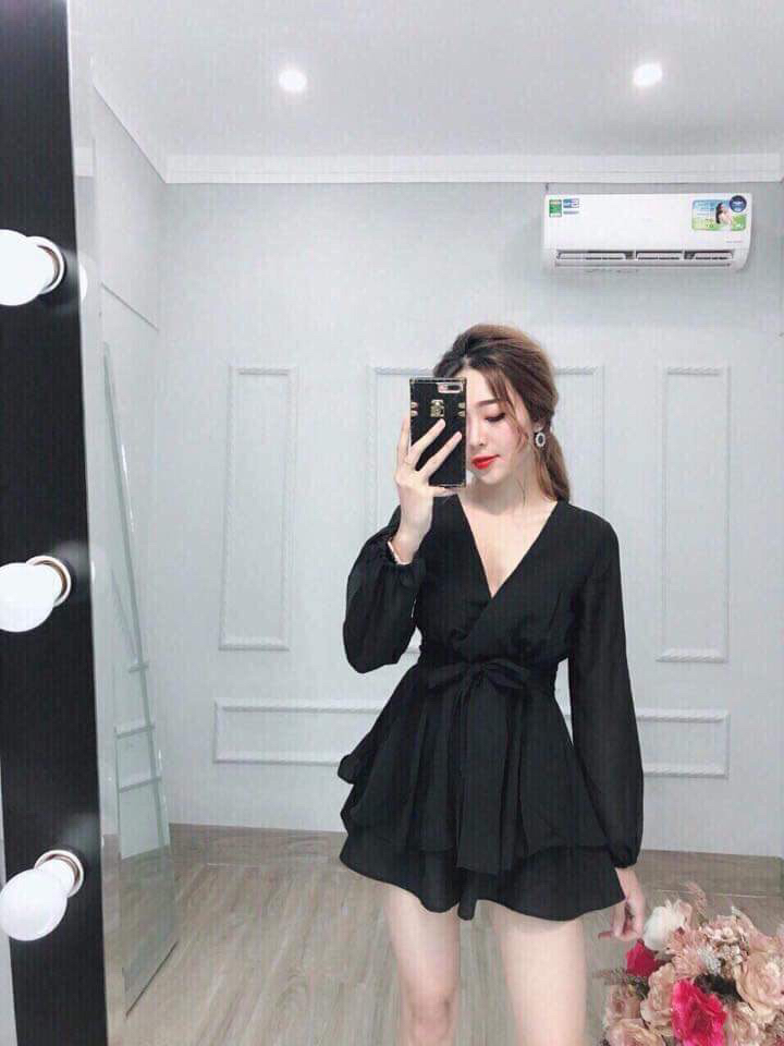 Đầm nữ đùi cột nơ tay dài dày dặn mềm mịn xinh xắn