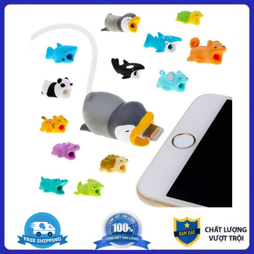 Nút Gắn Bảo Vệ Dây Cáp Sạc Thú Cắn Cáp Thú Bảo Vệ Cáp Sạc Hình Động Vật Hoạt Hình