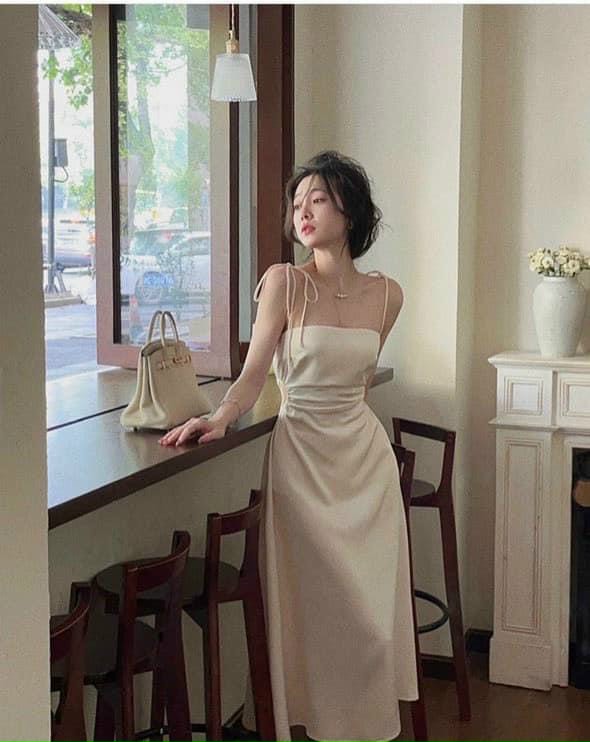 Đầm xòe nude 2 dây khoét eo cực quyến rũ nt8378
