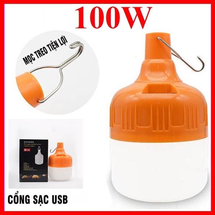BÓNG ĐÈN LED USA SẠC TÍCH ĐIỆN 6-8H- 100W CÔNG TẮC 3 CHẾ ĐỘ SÁNG (Chất liệu: Nhựa ABS độ bền cao không bị vỡ khi va đập nhẹ)