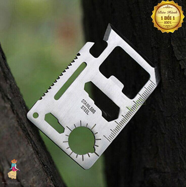 Miếng Thép Đa Năng 11 Công Dụng Thẻ Phượt Đa Năng - Steel Credit Card Survival Tool (Màu Bạc)