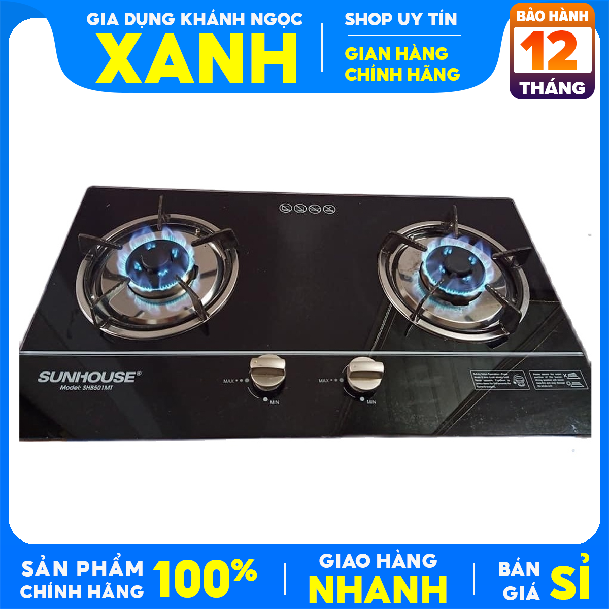 Bếp Gas Âm Sunhouse SHB 501MT Hàng Trưng bày Mới 98% +Tặng dây gas, Tiết kiệm gas,đánh lửa IC,an toàn khi sử dụng.Mặt bếp bằng kính cường lực